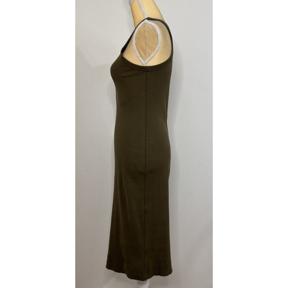 Everlane The Ribbed Tank Midi Dress Size XS Olive Green Organic Cotton Knit - Picture 7 of 13